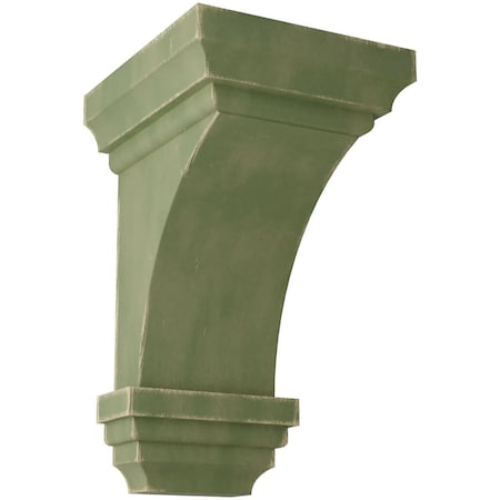 Ekena Millwork 3 1/2"W x 3 3/4"D x 6"H Mini Jefferson Wood Vintage Decor Corbel, Restoration Green CORWD03X03X06JEGR